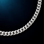 Detalle de textura y eslabones Cuban Link 5mm en Plata .925