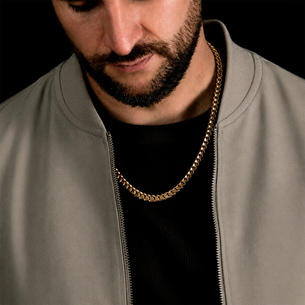 Cadena Cuban Link 8mm Oro Sólido para hombre