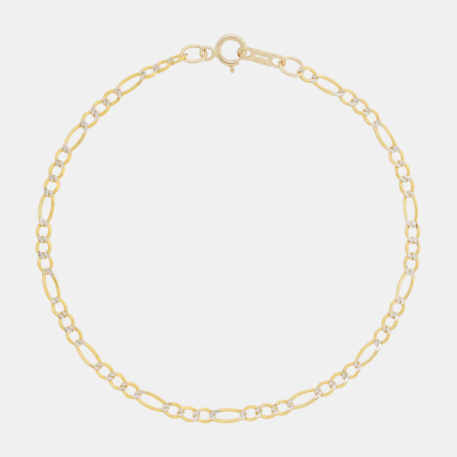 Figaro 3X1 Pave 2mm (Oro Sólido) Pulsera - Triangulum Workshop