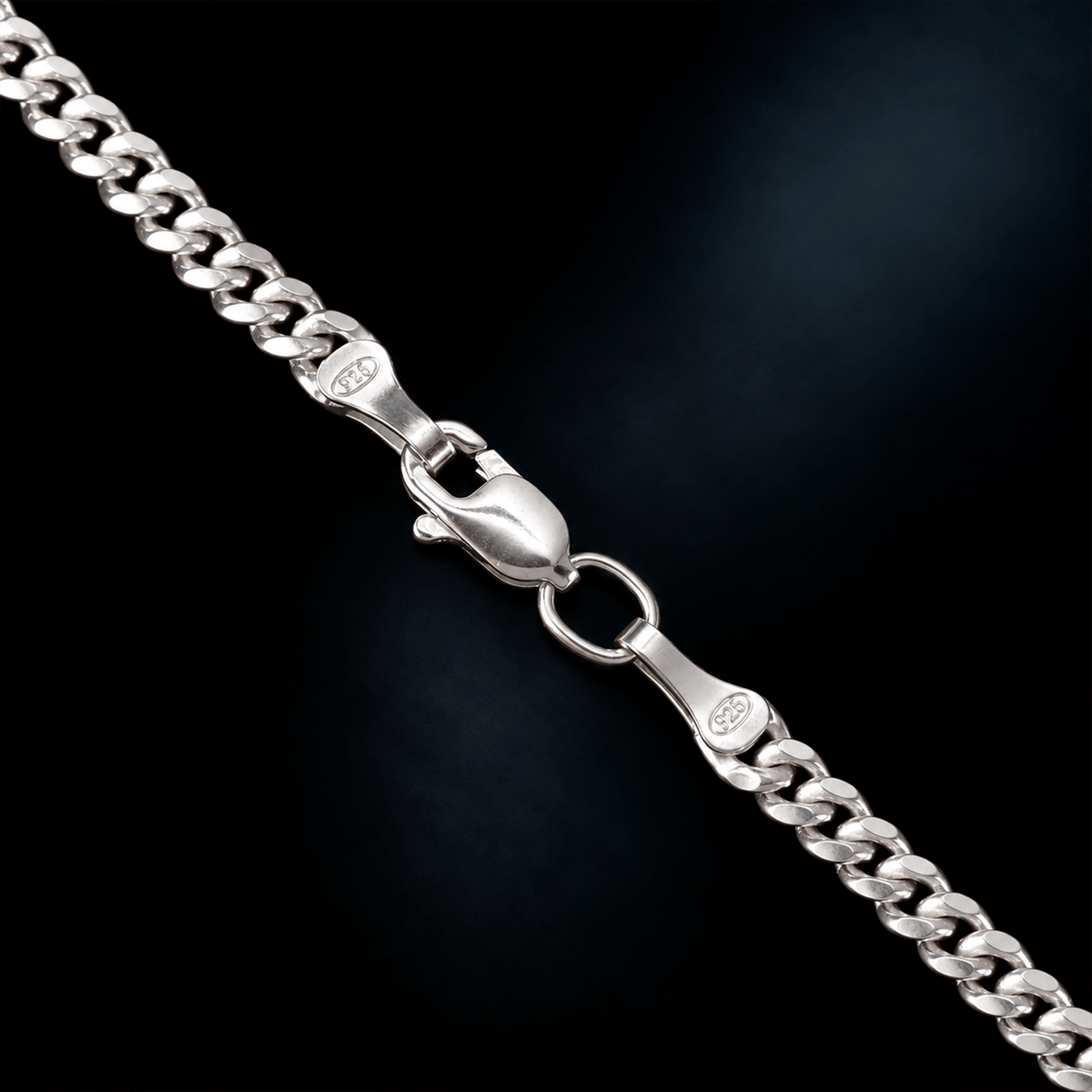 Detalle del broche perico de la pulsera Cuban Link 3mm en Plata .925