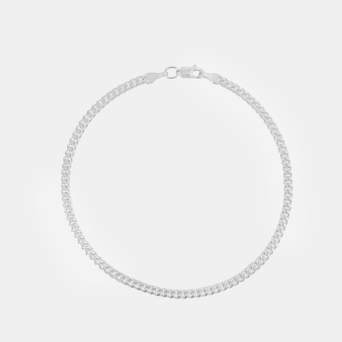 Pulsera Cuban Link 3mm de Plata .925 maciza con tejido cubano y acabado pulido