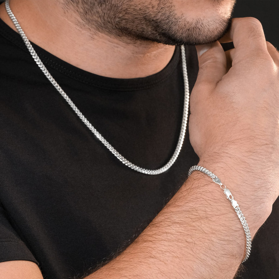 Set Cuban Link 4 mm (Plata) - Triangulum Workshop