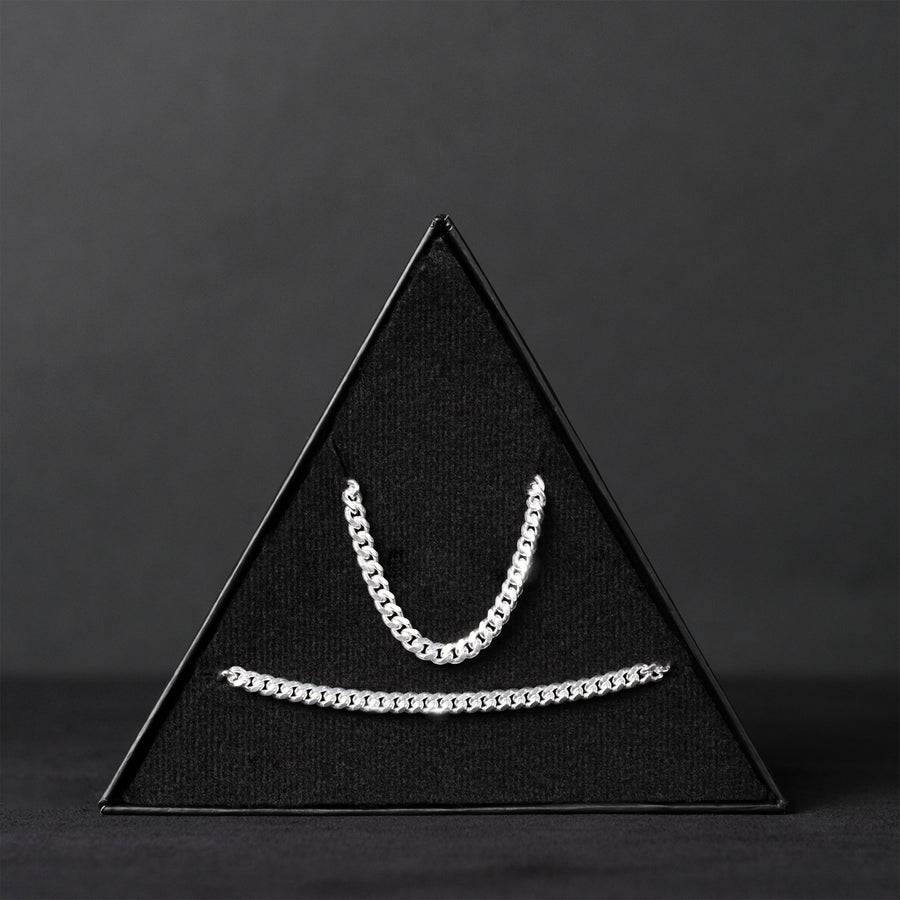 Set Cuban Link 4 mm (Plata) - Triangulum Workshop