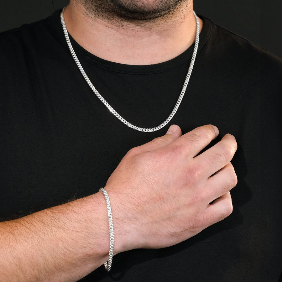 Set Cuban Link 4 mm (Plata) - Triangulum Workshop