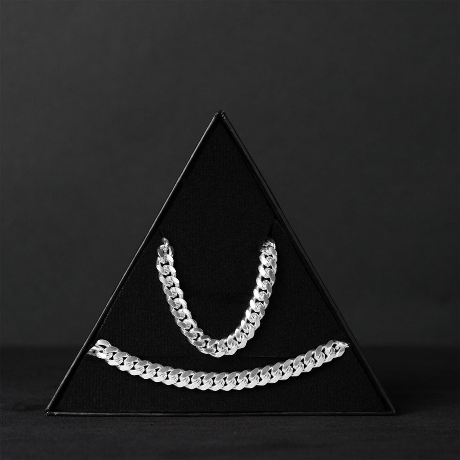 Set Cuban Link 6 mm (Plata) - Triangulum Workshop