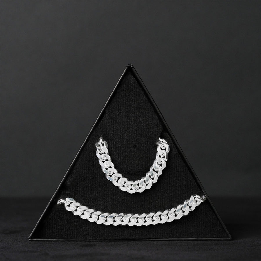 Set Cuban Link 8 mm (Plata) - Triangulum Workshop