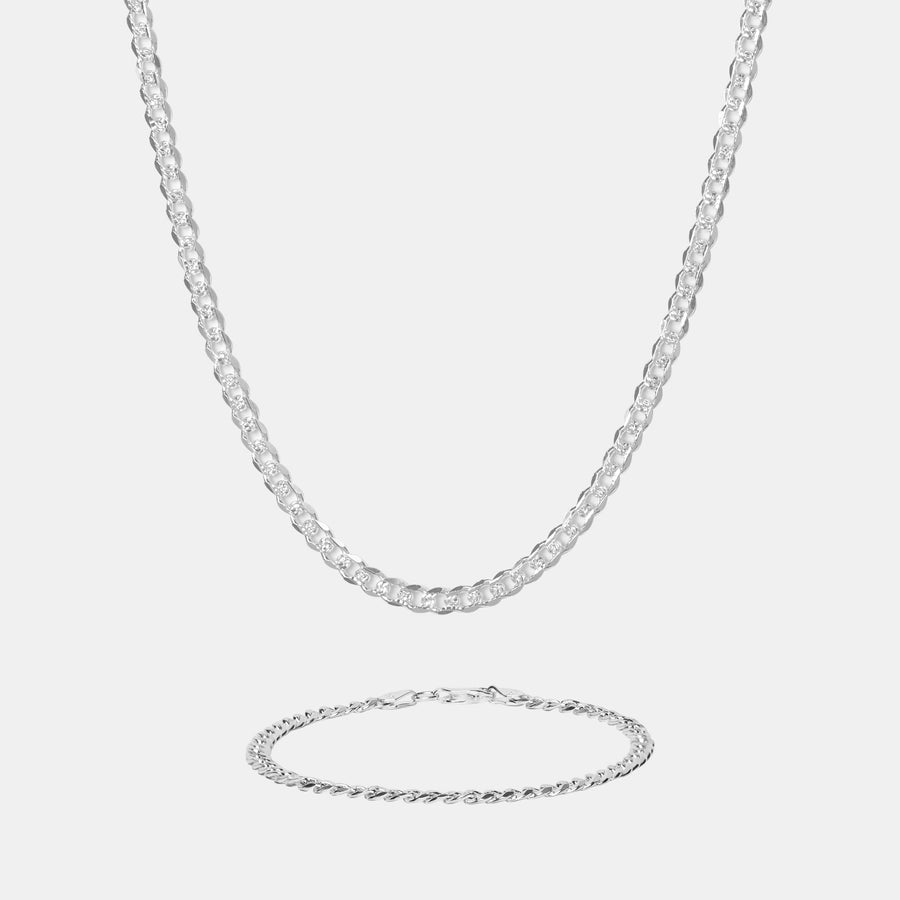 Set Curb Cadena 4mm - Pulsera 4mm - Triangulum Workshop