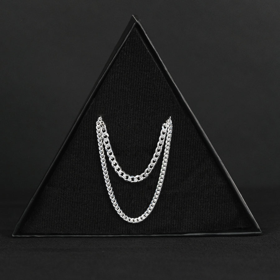 Stack Curb 4mm y Cuban Link 3mm (Plata) Cadena - Triangulum Workshop