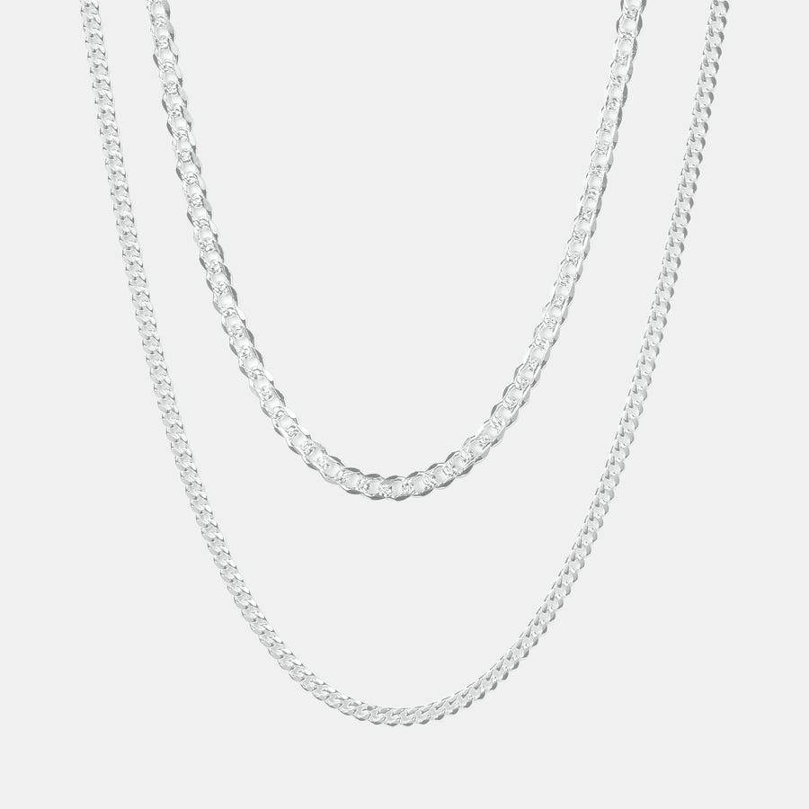 Stack Curb 4mm y Cuban Link 3mm (Plata) Cadena - Triangulum Workshop